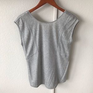 Zella Gray Shimmery Top With Crisscross Back